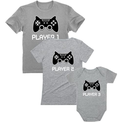 Family Matching Outfits Mom Dad Baby Son Daughter Player Gaming Shirts Gift Set