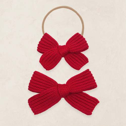 Sweater Bow - Red Chunky Knit