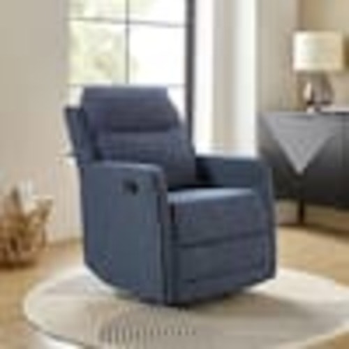 JAYDEN CREATION Ana Modern Navy Upholstered 360° Swivel Rocker Recliner ZRCMJ0310-NAV