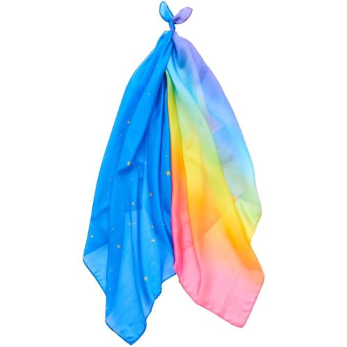 Sarah's Silks - Set of 2 Mini Playsilks, 100% Silk 21" Square Scarf for Dance, Movement and Pretend Play - Rainbow and Starry Night