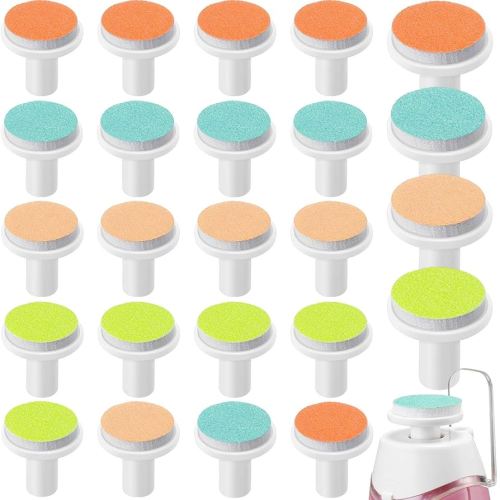 24 Pieces Baby Nail File Pads Nail Trimmer Replacement Pads Electric Baby Nail Grinding Heads for Standard Electric Kid Nail Trimmer Suits to Newborn Infant Toddler (Pink, Light Blue, Green, Orange)