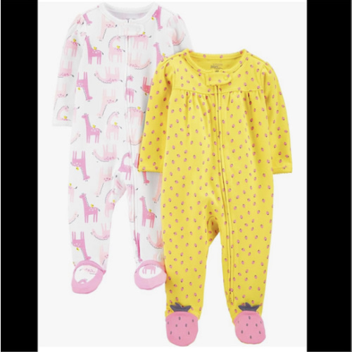 Simple Joys by Carter's Baby Girls' Cotton Footed Sleep and Play, Pack of 2