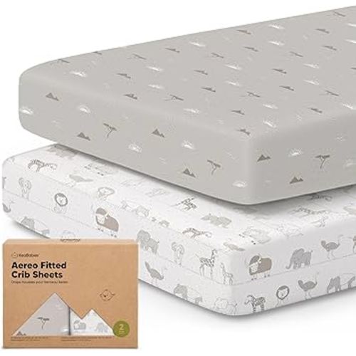 KeaBabies 2-Pack Fitted Crib Sheets for Boys, Girls, Baby - Soft Bamboo Viscose Cotton, 52x28 Standard Crib Mattress Sheets, Toddler Bed Mattress Cover, Gender Neutral, Breathable, Durable (Savannah)