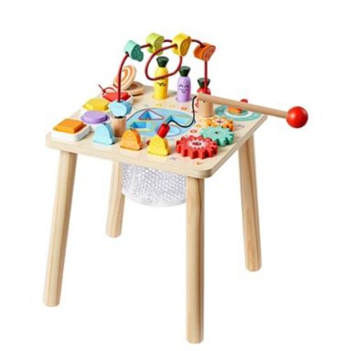 VEVOR Montessori Activity Table for Toddler 1-3 Years Old,8 in 1 Wooden Learn Activity Desk,Baby Play Table for Boys & Girls Aged 6+ Months,Multicolor