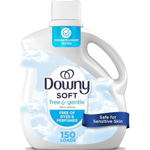 Downy Free & Gentle Liquid Fabric Softener, 111 fl oz, 150 Loads, Hypoallergenic, Sensitive Skin Friendly Fabric Conditioner Liquid