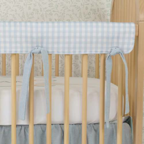 Modified Tot Crib Rail Cover | Gingham in Soft Chambray - Crib Rail Cover | Gingham in Soft Chambray