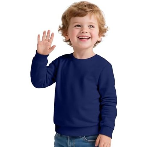 Toddler Boy Long Sleeve Shirt Baby Boys Crewneck Sweatshirt Soft Cotton Pullover Clothes Size 2T-7Y