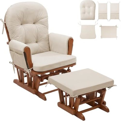 5 PCS Glider Rocker Replacement Cushions, Beige