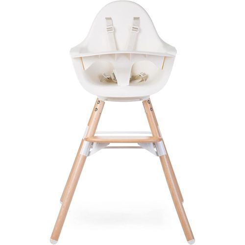 Childhome Evolu One.80° High Chair, 2 in 1 Baby High Chair with 180° Swivel, Portable High Chair, Adjustable Height Baby High Chair, Sleek Modern High Chair with Beechwood Legs, White