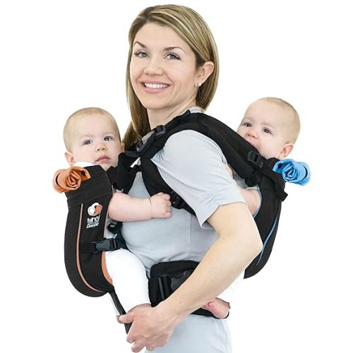 TwinGo Carrier - Breathable Twin Baby Carrier that Separates into 2 Baby Carriers, Adjustable Twin Carriers for Babies and Toddlers (10-45 lbs), Fits Adults XS-XXL - Air Model, Classic Black