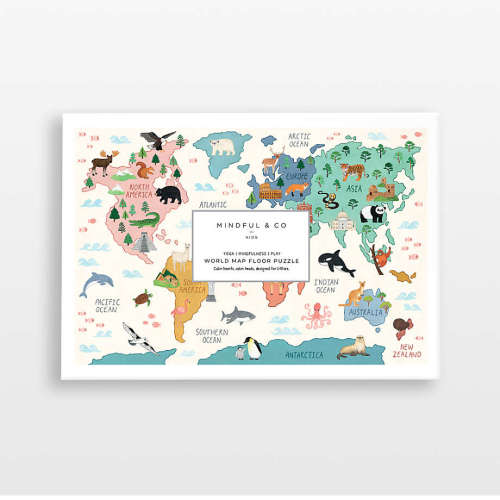 Mindful & Co World Map Kids Floor Puzzle