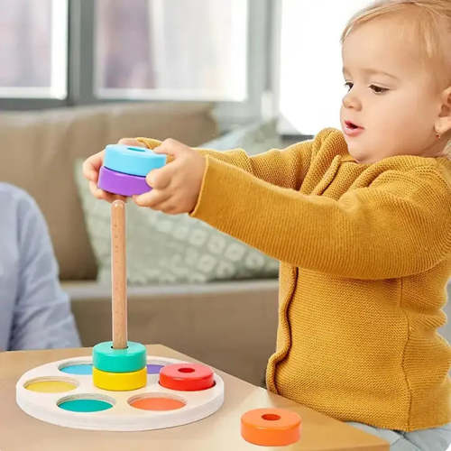 Stacking Toy Wooden Rainbow - Montessori Toy for Babies & Toddlers