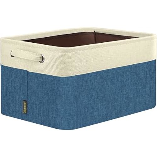 BALEINE 1 Pack Fabric Closet Storage Bins for Shelves, Linen Closet Organizers and Storage, Decorative Baskets for Organizing, Shelf, Clothes, Home, Office (Navy Blue, 14''x10''x8.5'')