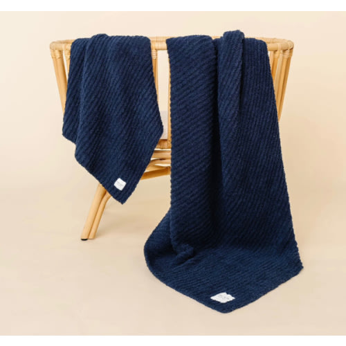 Chenille Blanket - Navy - Small & Large