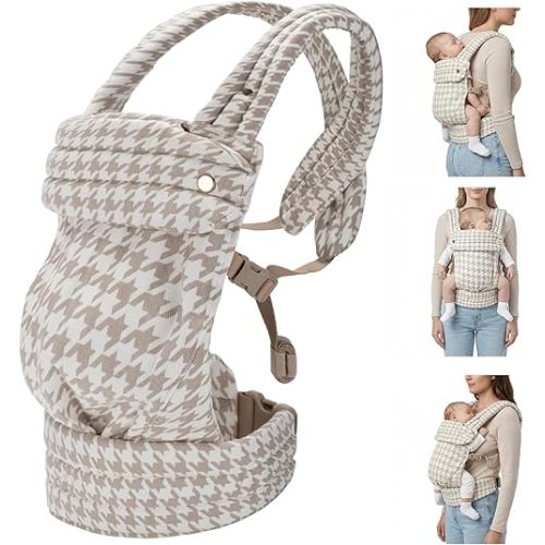 CycleMore Ergonomic Baby Carrier Newborn to Toddler - Lightweight & Breathable Infant Carrier with 3 Carry Positions, Hip-Healthy M-Shape Seat for 7-35 lbs (Houndstooth)
