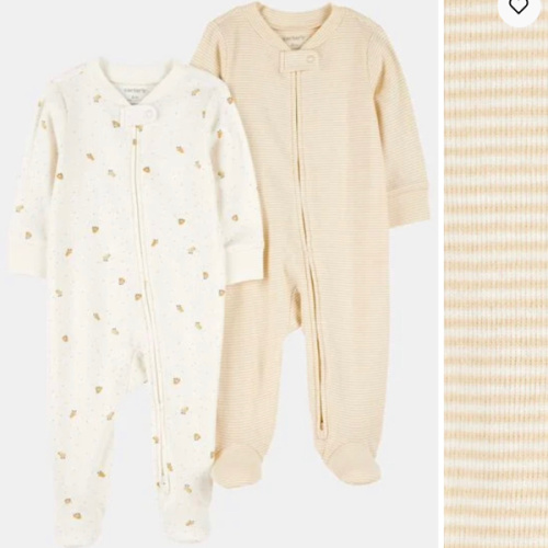 Baby 2-Pack 2-Way Zip Cotton Sleep & Play Pajamas - White/Beige | Carter's