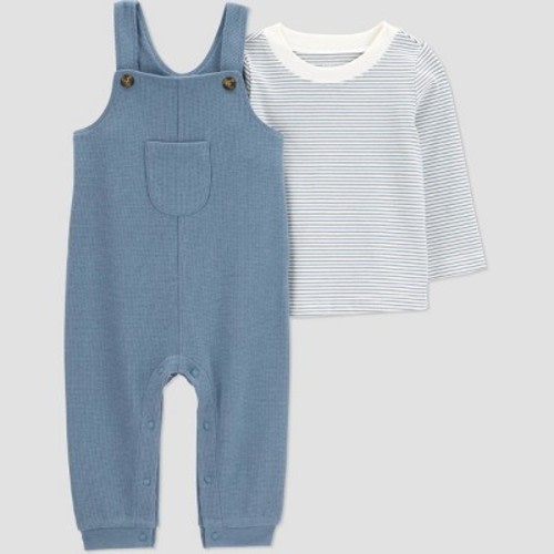 Carter's Just One You® Baby Boys' 2pc Striped Overalls Set - Blue 3M
