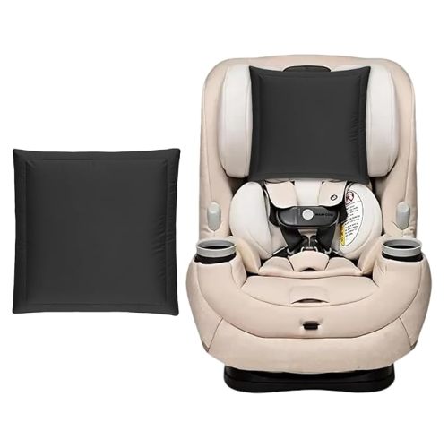 100% Mulberry Silk Baby Car Seat Headrest Cover, Natural Silk Carseat Head Cover for Bald Spots and Hair Knots, Soft & Breathable Head Rest Covers for Infant Carseat (Black)