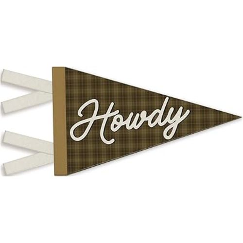 Western Nursery Decor, Howdy Western Pennant Felt Banners Flags, Retro Southwestern Wall Hanging Banner for Kids Toddler Boys Girls Nursery Room Bedroom Playroom Decor, 7.4x14 Inch