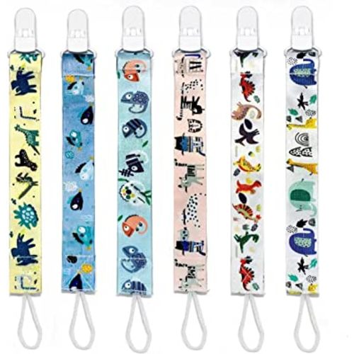 PandaEar 6 Pack Baby Pacifier Clips| Universal Neutral Pacifier Holder Binky Clips for Boys and Girls Teething| Most Pacifier Styles and Baby