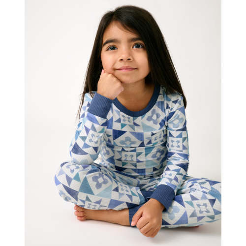 Patchwork Indigo Ribbed Two-Piece Pajama Set | Little Sleepies