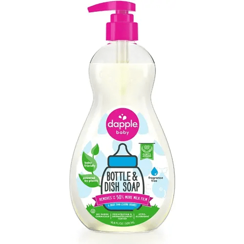 Dapple Baby Bottle & Dish Soap, Hypoallergenic Dish Soap for Baby Bottles, Powered by Plants, Fragrance Free, 16.9 Fl Oz (Pack of 1)