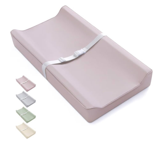 Blissful Diary Vegan Leather Baby Changing Pad with Waterproof & Wipe-Clean PU Cover, Standard Size Cozy Diaper Changing Pad for Dresser and Table, Taupe