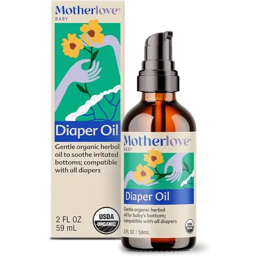 Motherlove Diaper Oil (2 oz) Soothing Vegan Diaper Rash Oil—Organic, Cloth Diaper Safe, Zinc Oxide- & Petroleum-Free