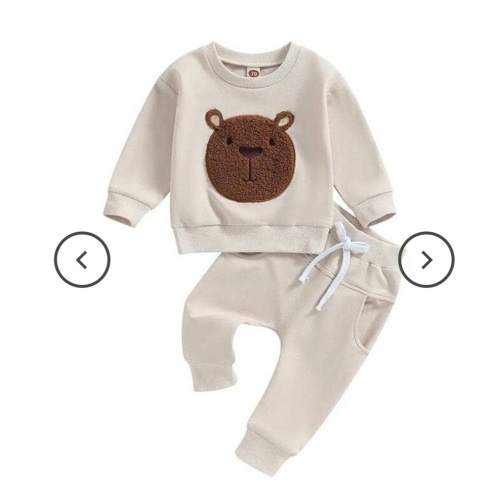 Little Boy Long Sleeve Fuzzy Bear 2-Piece Outfit Set – The Trendy Toddlers