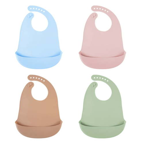 4Pcs Cute Silicone Baby Bibs for Babies & Toddlers Waterproof, Soft,BPA Free (10-72 Months,Unisex)