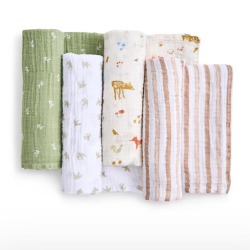aden + anais sage woodland essentials cotton muslin swaddles 4 pack