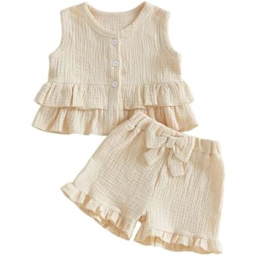 Toddler Baby Girl Summer Clothes Ruffle Short Sleeve Shirt Top Bloomers Short Set 2 Piece Cute Baby Girl Outfit