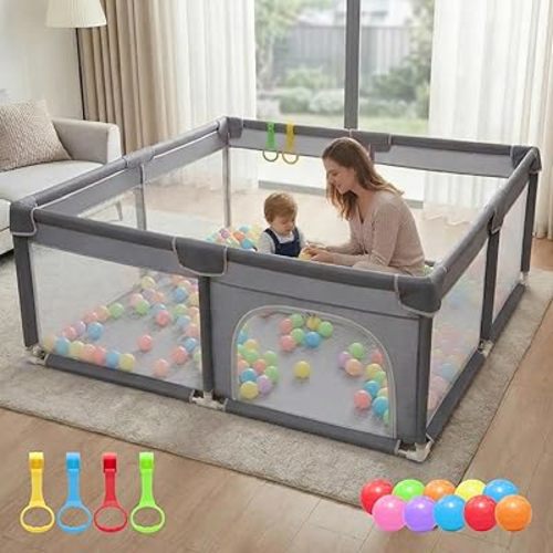Orian Baby Playpen 50x50 Large Play Yard for Babies and Toddlers, Indoor Outdoor Playpen, Sturdy Baby Play Pen with Mesh Sides, Safe Baby Fence Play Area, Assembly Required/Not Portable, w Storage Bag