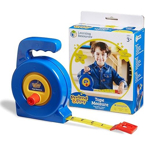 Learning Resources Pretend Play 3" Long Tape Measure - Kids Construction Toys, Preschool Activities, Pretend Play For Toddlers , Height Measurement Counting Tool, Fine Motor Skills, Homeschool