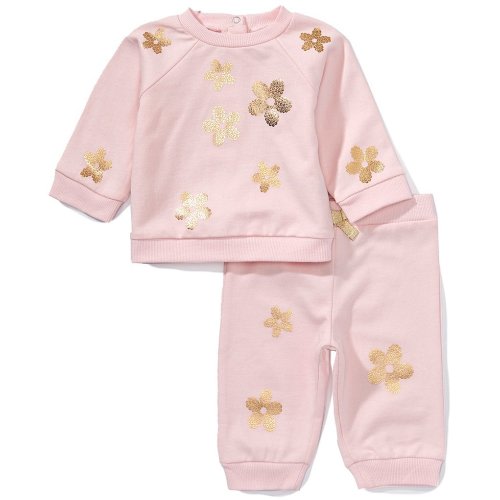 Little Me Baby Girls Floral Shine Sweatshirt & Active Pants Set