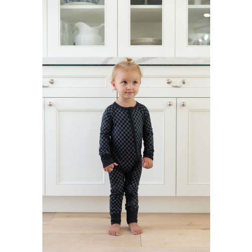 GREY + BLACK MINI CHECKER | ZIPPER ONE PIECE