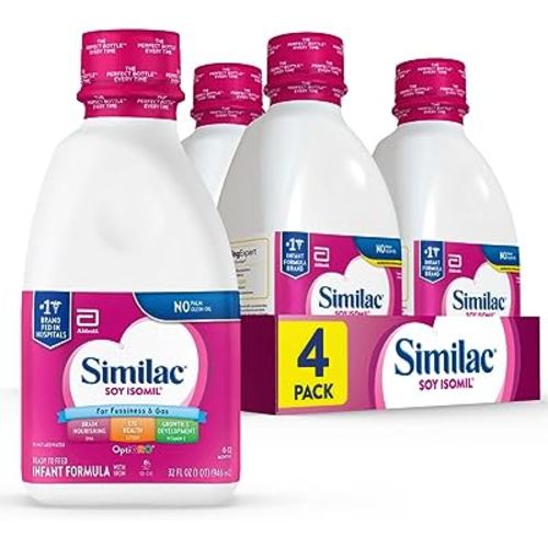 Similac Soy Isomil Infant Formula with Iron, Ready to Feed, 1 Qt (Pack of 4)
