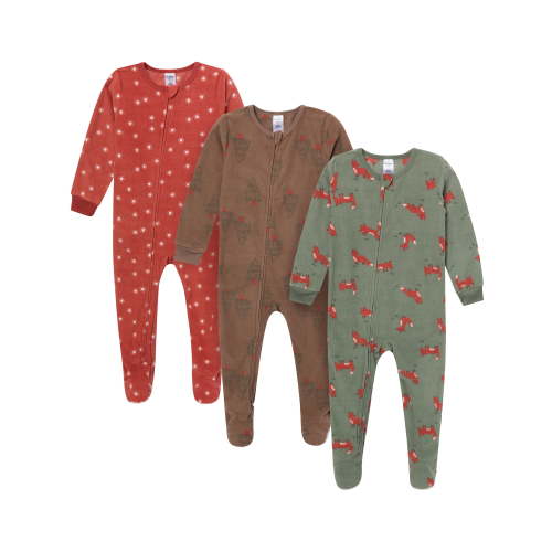Gerber Baby and Toddler Neutral Microfleece 2-Way Zipper Blanket Sleeper Pajamas, 3-Pack, Sizes 0/3 Months - 5T