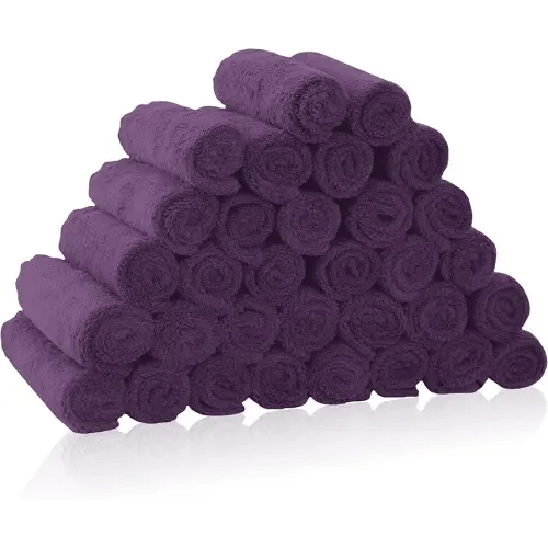 32 Pack Baby Washcloths - Luxury Coral Fleece - Extra Absorbent and Soft Wash Clothes for Newborns, Infants and Toddlers - Suitable for Sensitive Skin and New Born - Baby Shower - Plum, 10x10 Inch