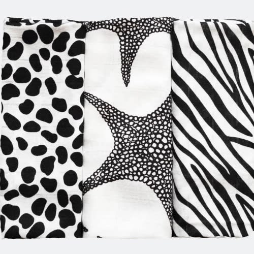 ETTA LOVES 3-pack Animal Print Muslin Blanket