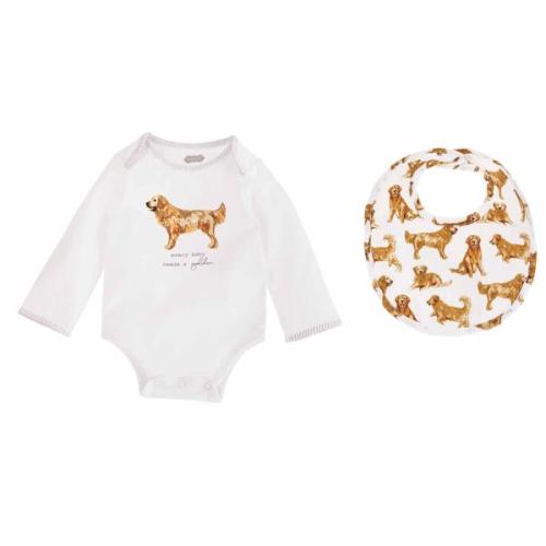 Golden Dog Bodysuit and Bib Set