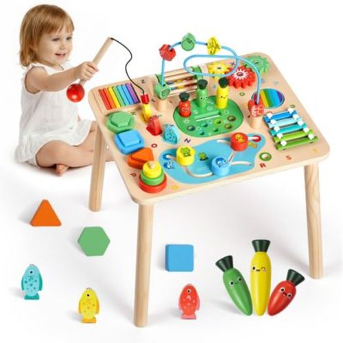 Montessori Toddler Activity Table Wooden 13-in-1 Learning Play Desk for Kids 6–36 Months