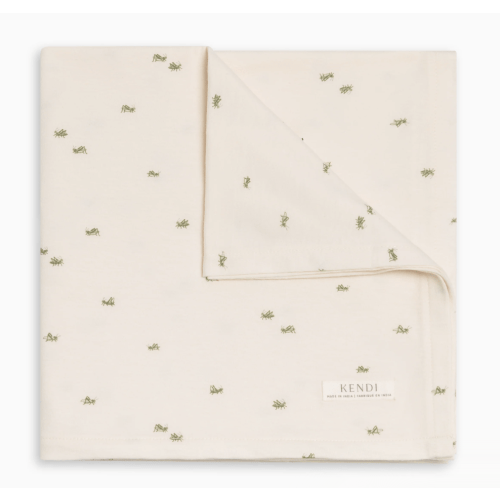 Organic Baby Swaddle Blanket - Grasshoppers