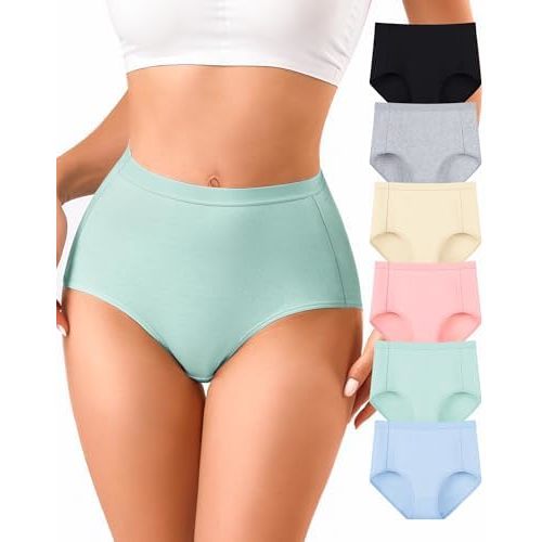 Annenmy High Waisted Panties Women's Cotton Underwear Full Coverage Briefs Soft Breathable Stretch Briefs Regular & Plus Size