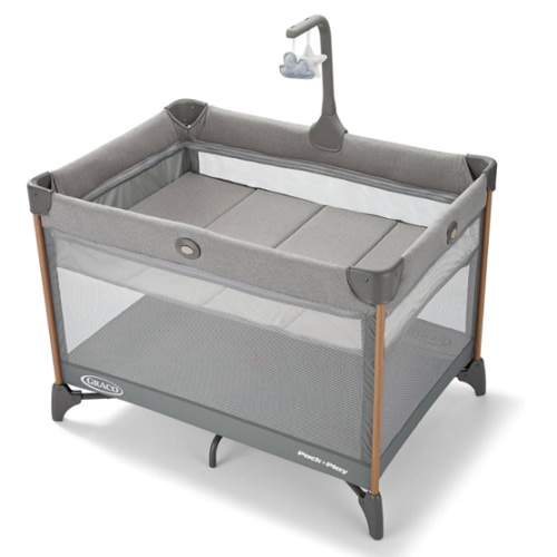 Graco On The Go Zip DLX Pack ‘n Play Playard, Folding Playpen with Bassinet, Portable Crib, Parker