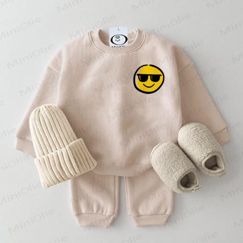 Baby Smiley Face Sunglasses Beige 2-piece Set