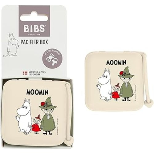 BIBS x Moomins Pacifier Box with Strap. Paci Holder and Steriliser case. 100% BPA Free Food-Grade Material - Ivory