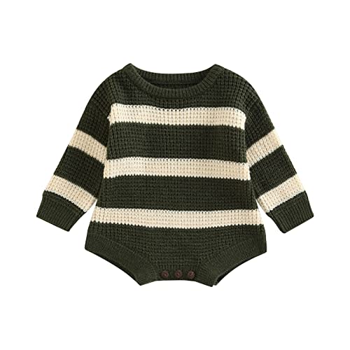 Toddler Girl Cute Ruffle Sleeve Knit Sweater Romper Bodysuit Top Autumn Winter Outfits for Newborn