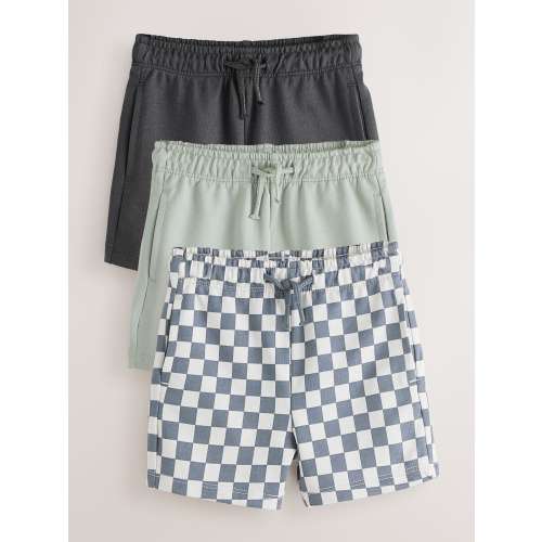 Charcoal Checkerboard Jersey Shorts 3 Pack (3mths-7yrs)