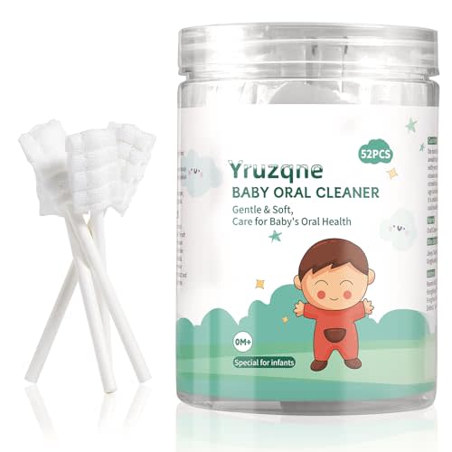 Yruzqne 52Pcs Baby Tongue Cleaner, Disposable Baby Toothbrush Oral Cleaner, Infant Gum and Tooth Cleaning Stick for Newborns, Toddler Mouth Cleaner